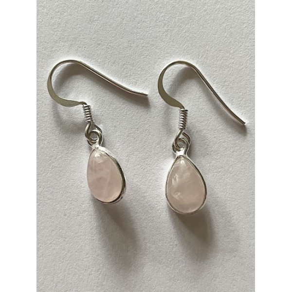 Earrings Rose Quartz Silver Teardrop